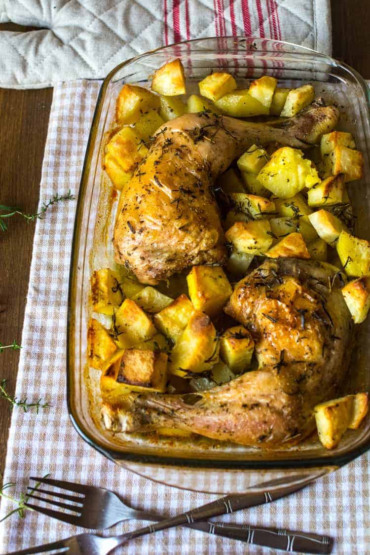 the finished chicken and potatoes the finished chicken and potatoes
