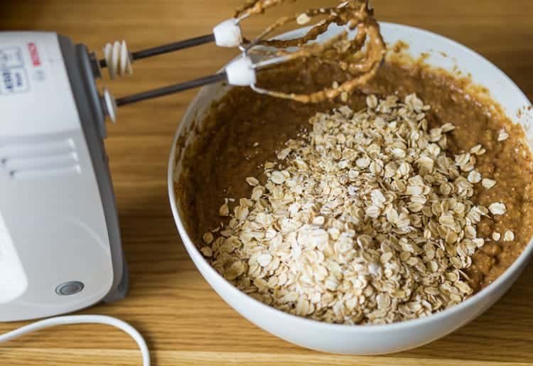 Mix the oats Add bananas and stir eggless banana bread recipe