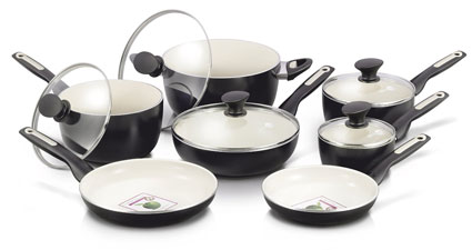 GreenPan 12 Piece Rio Ceramic Best Ceramic Cookware Stone Frying Pans