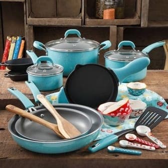 pioneer woman cookware set teal