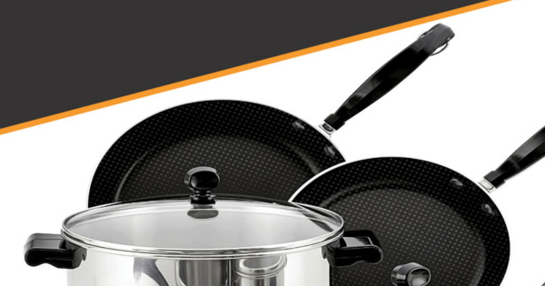 Composite Bottom Double Handle Cooking Pot with Lid Cookware Kitchen Tool Stainless Steel Kitchen Cookware for Home Kitchen or Restaurant 