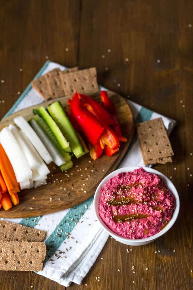 4-Veg Roasted Beetroot Hummus Dip Recipe