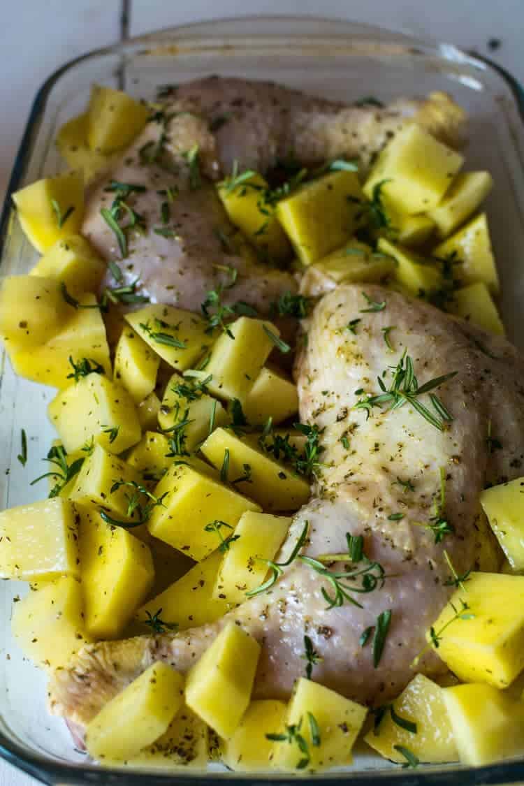 One-Pan Bold Chicken and Potatoes Bake