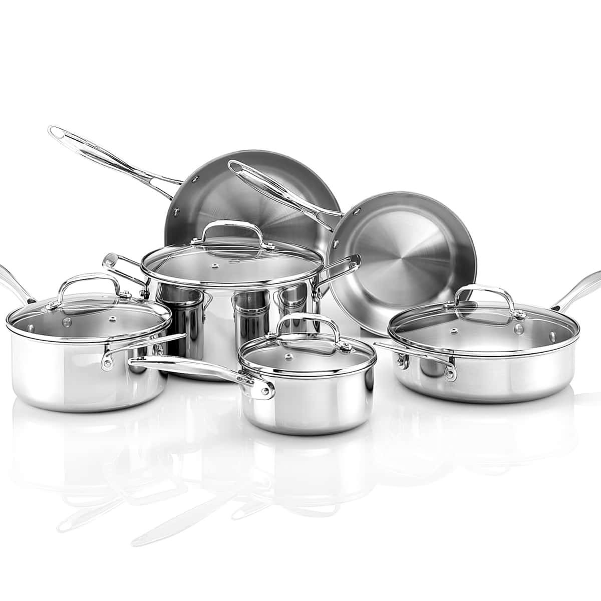 All-Clad D5 Stainless® Brushed 10 Piece Aluminum Cookware Set & Reviews